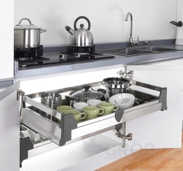 KỆ ĐỰNG XOONG NỒI INOX HỘP (LẮP ÂM TỦ)