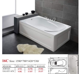 BỒN TẮM DÀI ĐẶT SÀN V16X - VIỆT MỸ