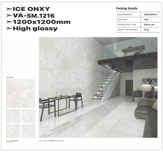 GẠCH ỐP LÁT ẤN ĐỘ 1200x1200mm-ICE ONXY (VA-SM.1216)