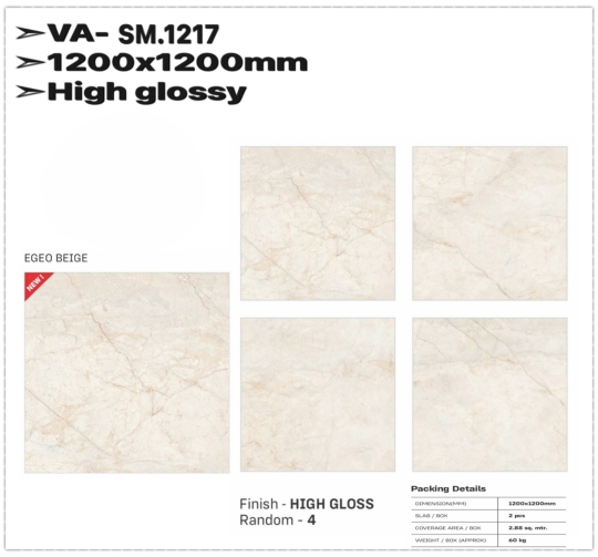 GẠCH ỐP LÁT ẤN ĐỘ 1200x1200mm-EGEO BEIGE (VA-SM.1217)