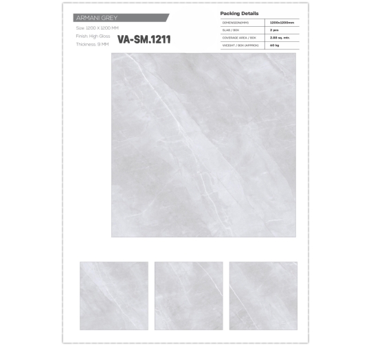 GẠCH ỐP LÁT ẤN ĐỘ 1200x1200mm-ARMANI GREY (VA-SM.1211)