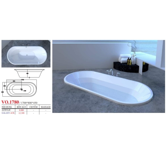 BỒN TẮM DÀI THIẾT KẾ ÂM SÀN - VIỆT MỸ