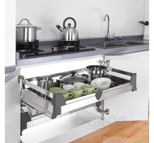 KỆ ĐỰNG XOONG NỒI INOX HỘP (LẮP ÂM TỦ)