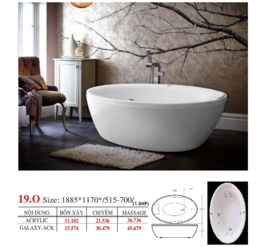 BỒN TẮM OVAL ĐẶT SÀN & ÂM - VIỆT MỸ