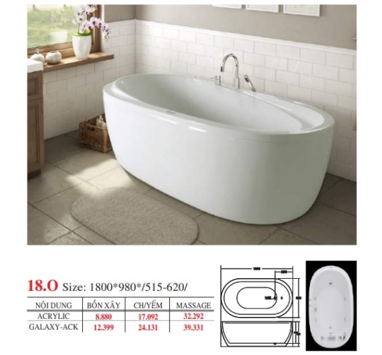 BỒN TẮM OVAL ĐẶT SÀN & ÂM - VIỆT MỸ