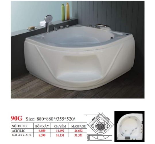 BỒN TẮM GÓC & CHẮN KÍNH ĐẶT SÀN - VIỆT MỸ