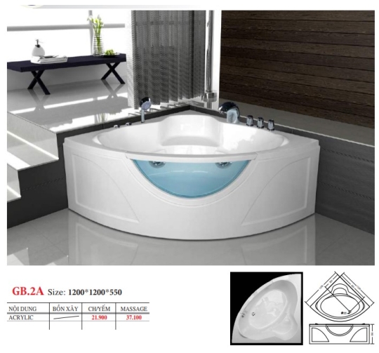 BỒN TẮM GÓC & CHẮN KÍNH ĐẶT SÀN - VIỆT MỸ