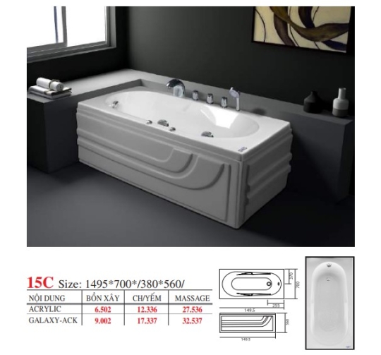 BỒN TẮM DÀI ĐẶT SÀN V14X - VIỆT MỸ