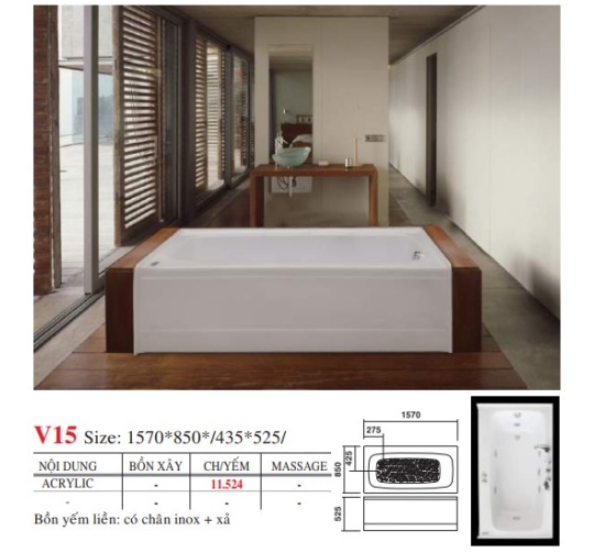 BỒN TẮM DÀI ĐẶT SÀN V14X - VIỆT MỸ