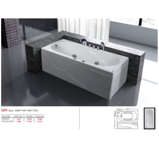 BỒN TẮM DÀI ĐẶT SÀN V16X - VIỆT MỸ