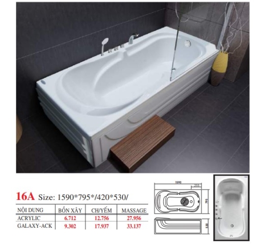 BỒN TẮM DÀI ĐẶT SÀN V16X - VIỆT MỸ