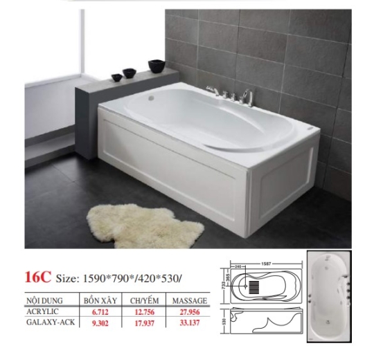 BỒN TẮM DÀI ĐẶT SÀN V16X - VIỆT MỸ
