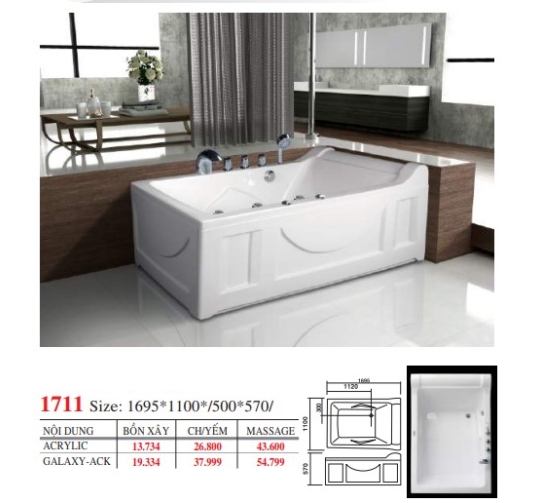 BỒN TẮM DÀI ĐẶT SÀN V17X - VIỆT MỸ