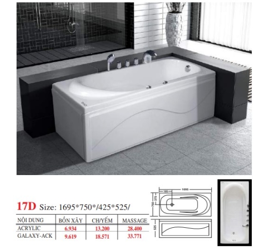 BỒN TẮM DÀI ĐẶT SÀN V17X - VIỆT MỸ