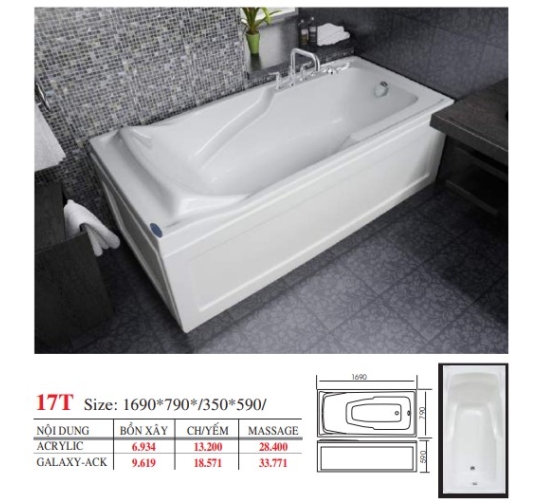 BỒN TẮM DÀI ĐẶT SÀN V17X - VIỆT MỸ