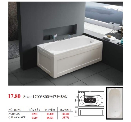 BỒN TẮM DÀI ĐẶT SÀN V17X - VIỆT MỸ