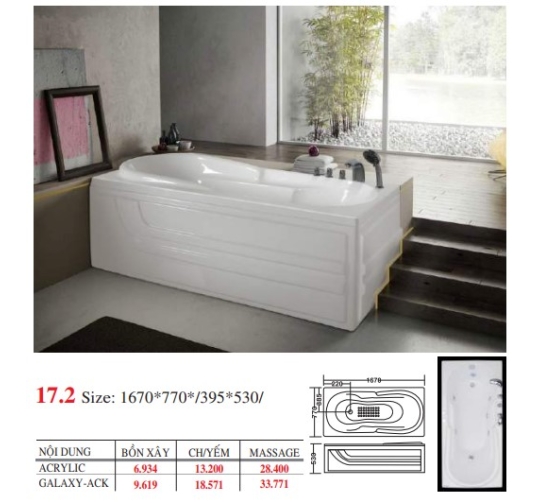 BỒN TẮM DÀI ĐẶT SÀN V17X - VIỆT MỸ