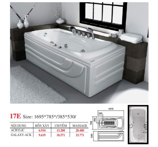 BỒN TẮM DÀI ĐẶT SÀN V17X - VIỆT MỸ