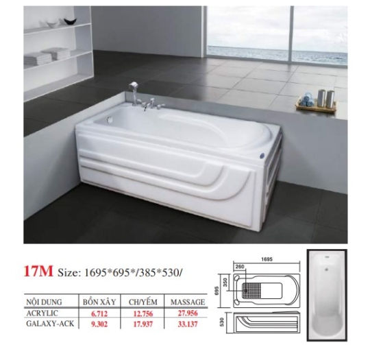BỒN TẮM DÀI ĐẶT SÀN V17X - VIỆT MỸ