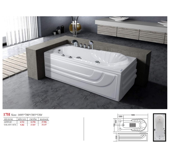BỒN TẮM DÀI ĐẶT SÀN V17X - VIỆT MỸ