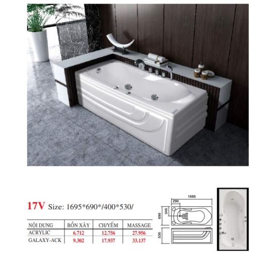 BỒN TẮM DÀI ĐẶT SÀN V17X - VIỆT MỸ