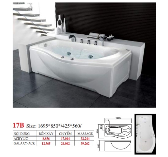 BỒN TẮM DÀI ĐẶT SÀN V17X - VIỆT MỸ