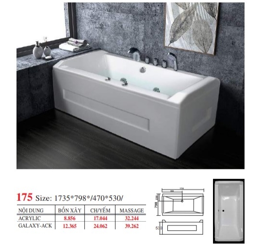 BỒN TẮM DÀI ĐẶT SÀN V17X - VIỆT MỸ