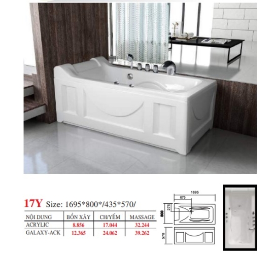 BỒN TẮM DÀI ĐẶT SÀN V17X - VIỆT MỸ