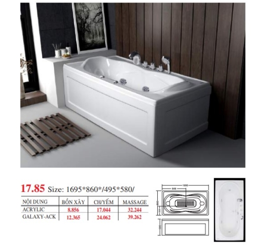 BỒN TẮM DÀI ĐẶT SÀN V17X - VIỆT MỸ