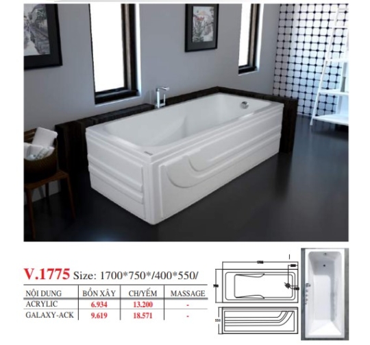 BỒN TẮM DÀI ĐẶT SÀN V17X - VIỆT MỸ